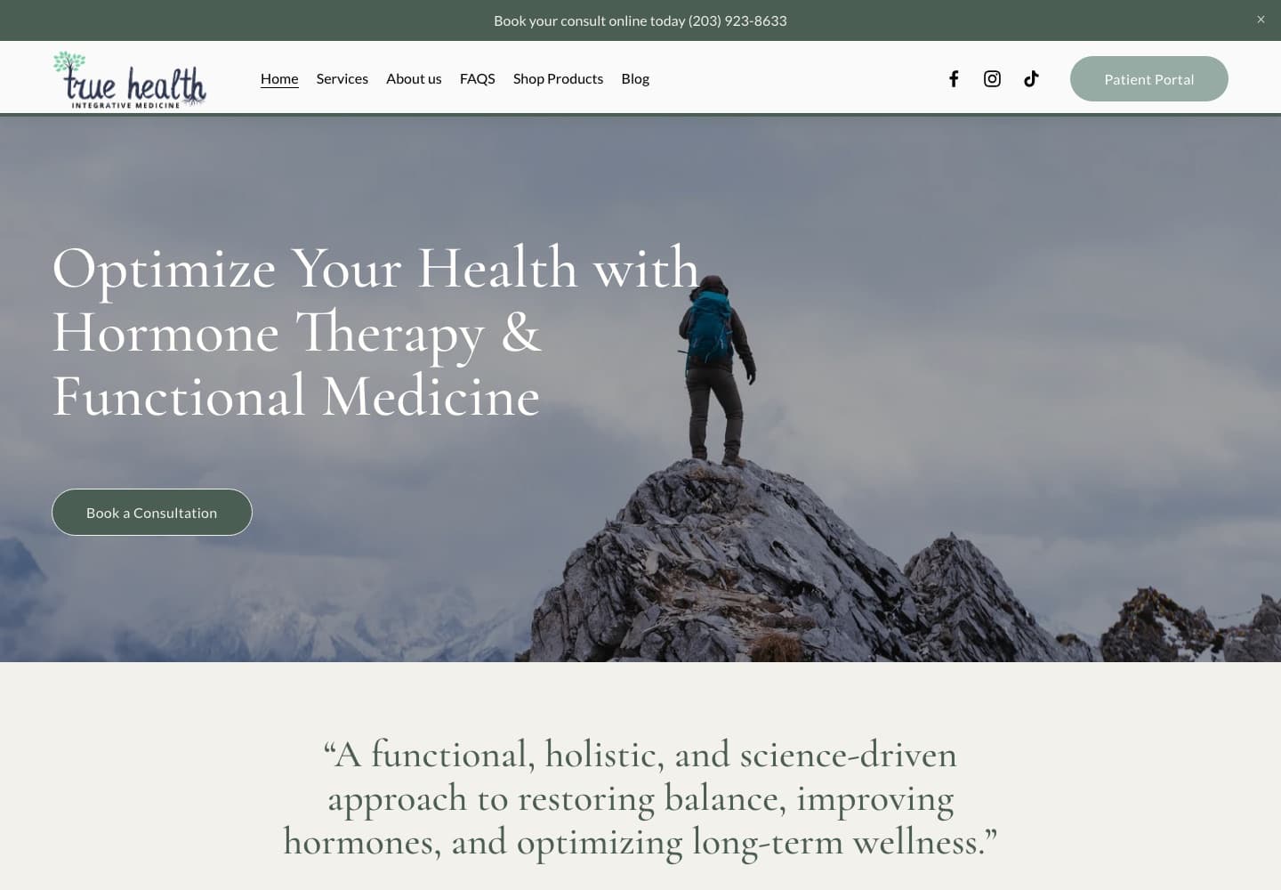True Health Integrative Medicine — website preview